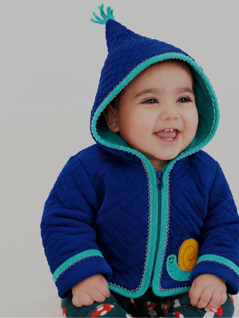Hanna Andersson Quilted Pixie Hood Jacket with Snail Appliqué